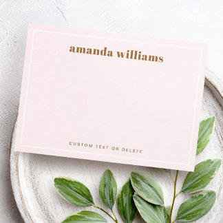 Carte De Visite Modern light blush pink name & text mini notecard