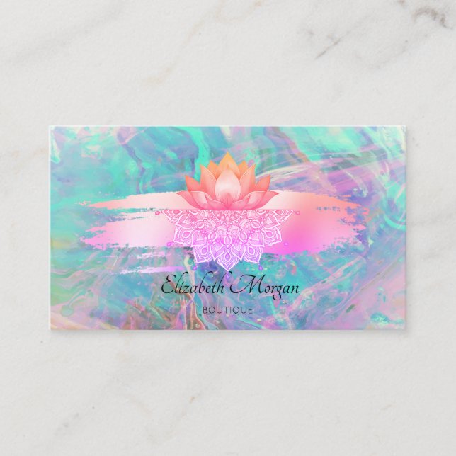 Carte De Visite Modern Lotus Mandala Brush Stroke Opal Business (Devant)