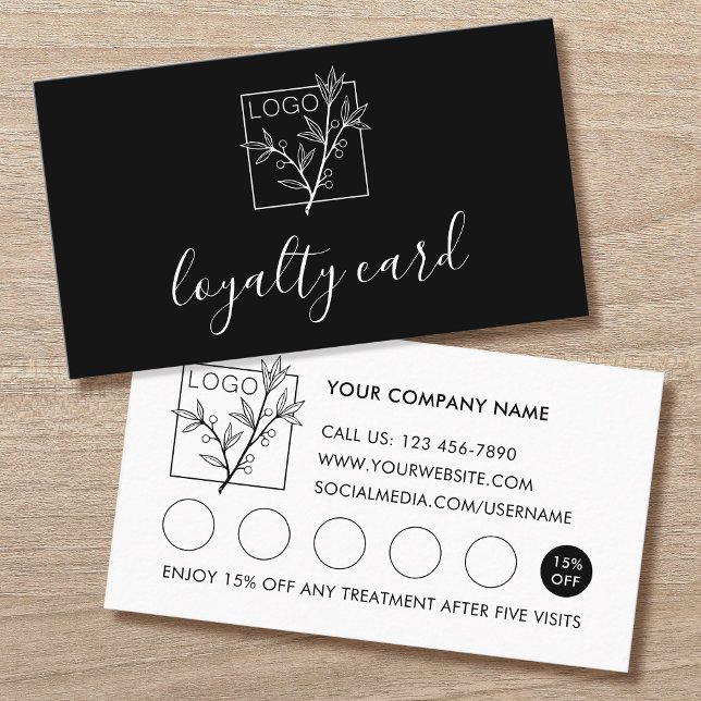 Carte De Visite Modern Loyalty Card Business Logo 5 Slots Black (Créateur téléchargé)