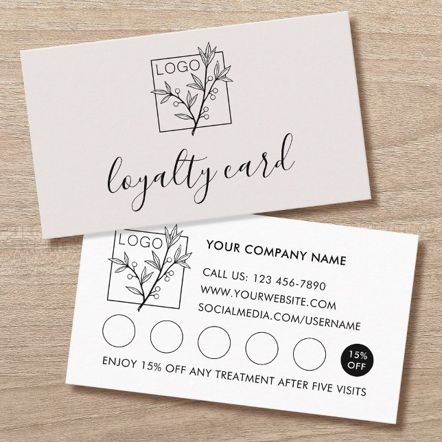 Carte De Visite Modern Loyalty Card Logo 5 Slots Off-White (Créateur téléchargé)
