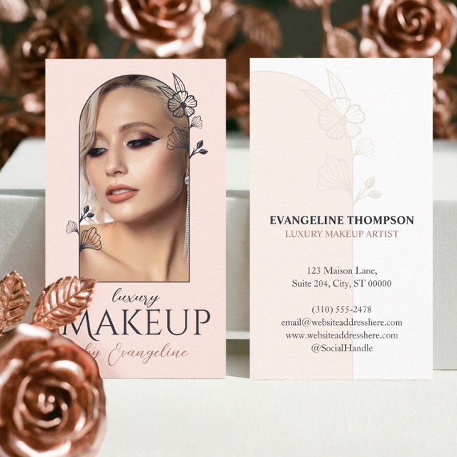 Carte De Visite Modern Luxe Makeup Artist Floral Rose Arch Photo (Modern Luxe Makeup Artist Floral Rose Arch Photo Business Card)
