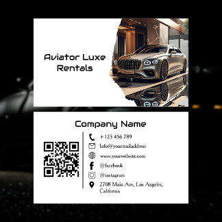 Carte De Visite Modern Luxury Car Rental & Sales QR Code Photo