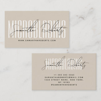 Carte De Visite Modern microblading typography script beige