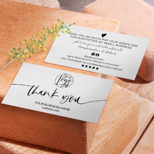 Carte De Visite Modern minimal black white script order thank you