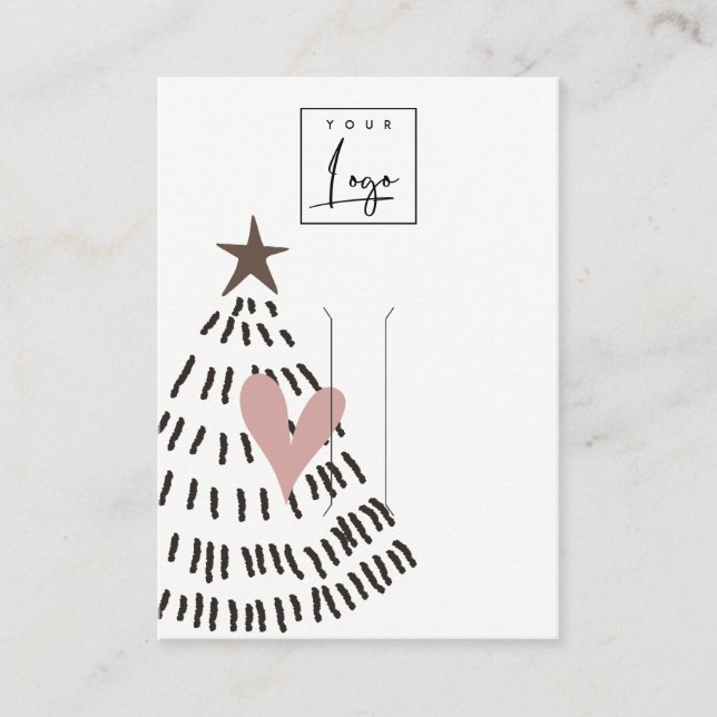 Carte De Visite Modern Minimal Christmas Tree Heart Hairpin Logo (Devant)