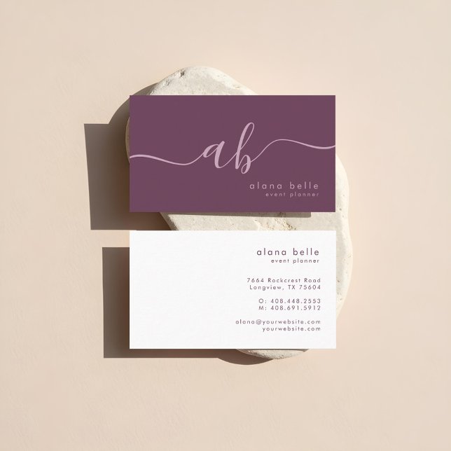 Carte De Visite Modern, Minimal & Sophisticated Script Monogram (Modern, Minimal & Sophisticated Script Monogram Business Card)