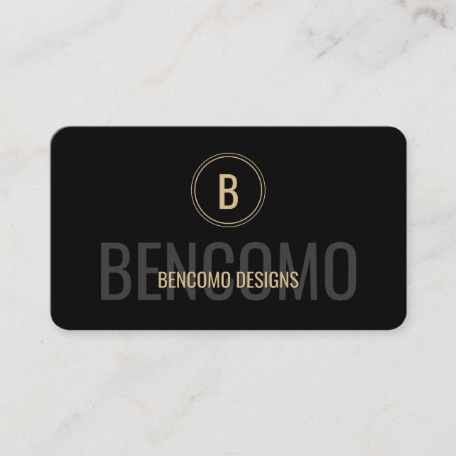 Carte De Visite Modern Minimalist Black and Gold Monogram (Devant)