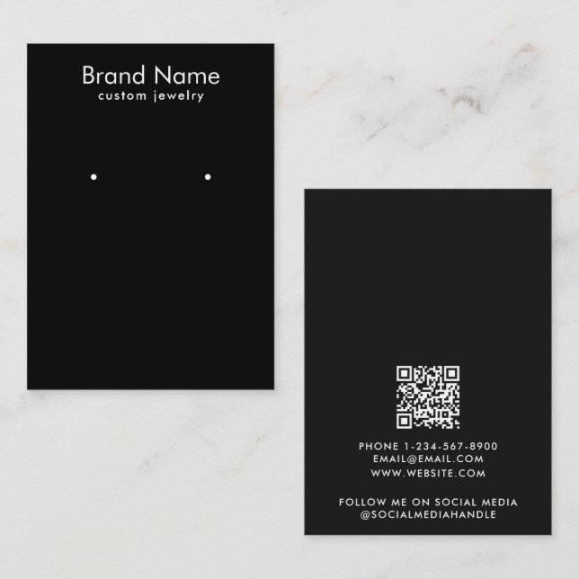 Carte De Visite Modern Minimalist Black Jewelry Display Card (Devant / Derrière)