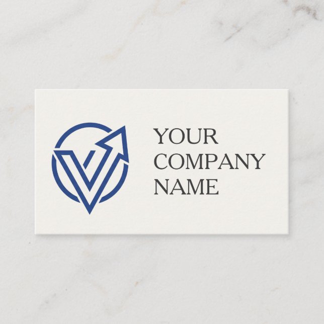 Carte De Visite Modern Minimalist Blue Logo Business Card QR Code  (Devant)