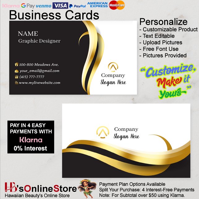 Carte De Visite Modern Minimalist Company Gold Black White (Modern Minimalist Company Gold Black White Business Card.)
