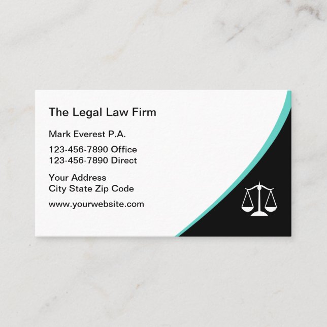 Carte De Visite Modern Minimalist Law Office Attorney (Devant)