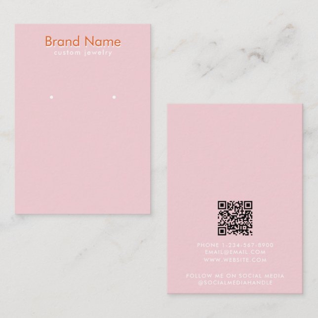 Carte De Visite Modern Minimalist Pink Orange Jewelry Display Card (Devant / Derrière)