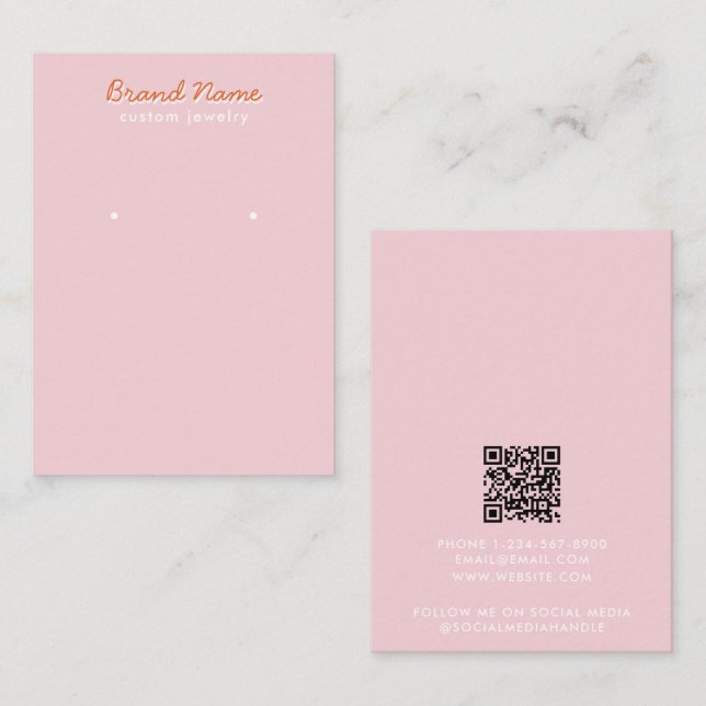 Carte De Visite Modern Minimalist Pink Script Jewelry Display Card (Devant / Derrière)