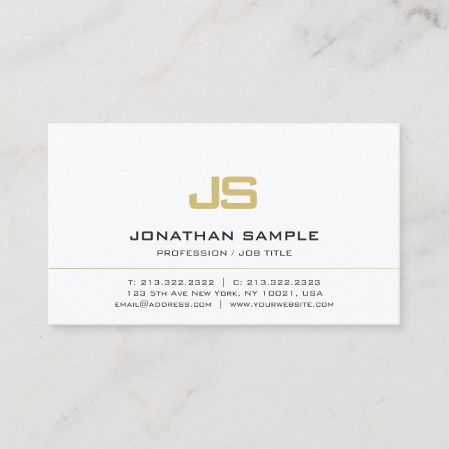 Carte De Visite Modern Minimalist Professional Elegant Monogram (Devant)
