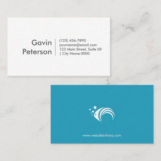 Carte De Visite Modern Minimalist Professional White Teal Fish
