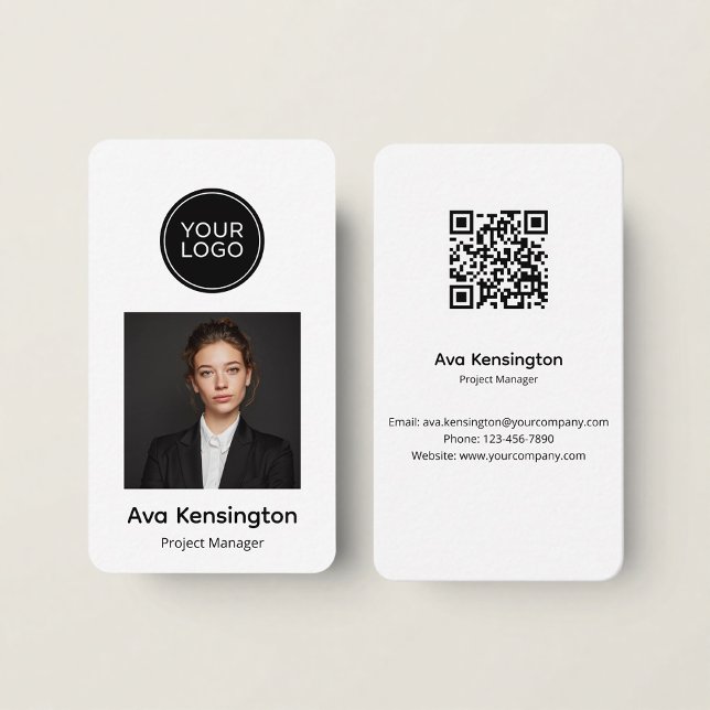 Carte De Visite Modern Minimalist QR Code Business Card Custom (Créateur téléchargé)
