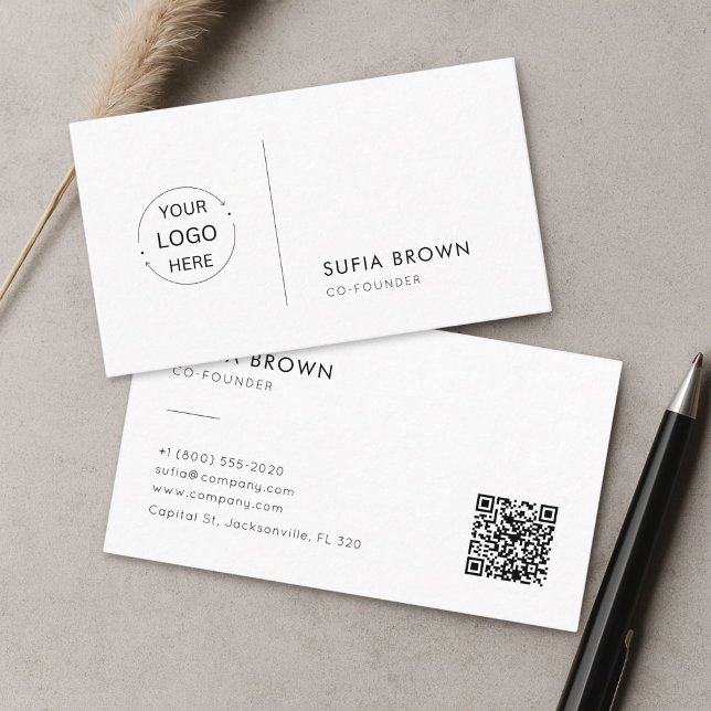 Carte De Visite Modern Minimalist QR Code Logo (Créateur téléchargé)