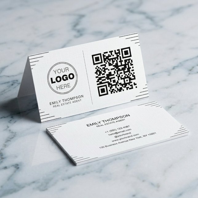 Carte De Visite Modern Minimalist QR Code | Luxury Art Deco (Instant Connection QR Code Business Card)