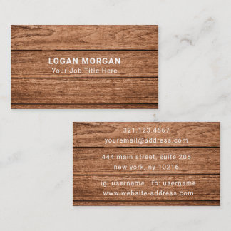 Carte De Visite Modern Minimalist Rustic Wood Plank Texture
