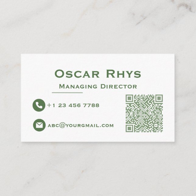 Carte De Visite Modern Minimalist Sage Green & White Business Card (Dos)
