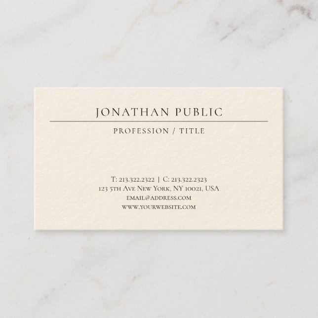 Carte De Visite Modern Minimalist Template Elegant Luxurious (Devant)