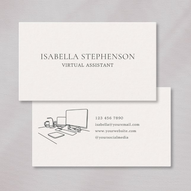 Carte De Visite Modern Minimalist Virtual Assistant Professional  (Créateur téléchargé)