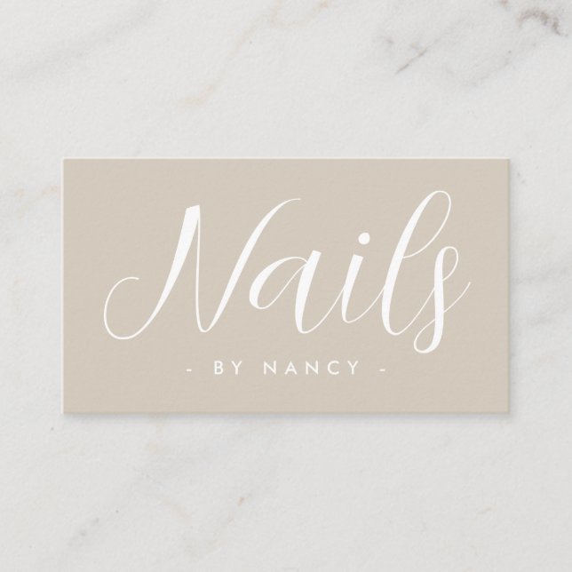 Carte De Visite Modern Nail Salon Typography Script  (Devant)