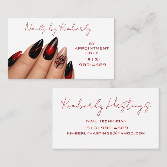 Carte De Visite Modern Nail Technician Business Card Design (Devant / Derrière)