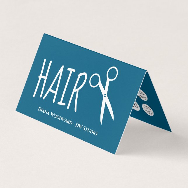 Carte De Visite Modern Ocean Blue Hairdressers Loyalty (Devant)