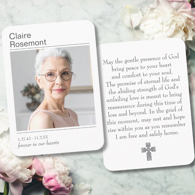 Carte De Visite Modern Photo Funeral Prayer Card With Cross (Modern Photo Funeral Prayer Card With Cross
)