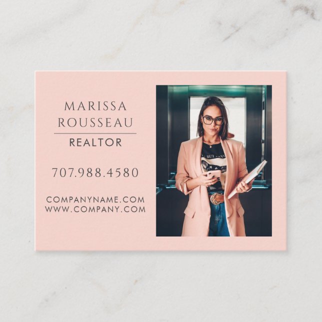 Carte De Visite Modern Photo Realtor Blush Business Card (Devant)
