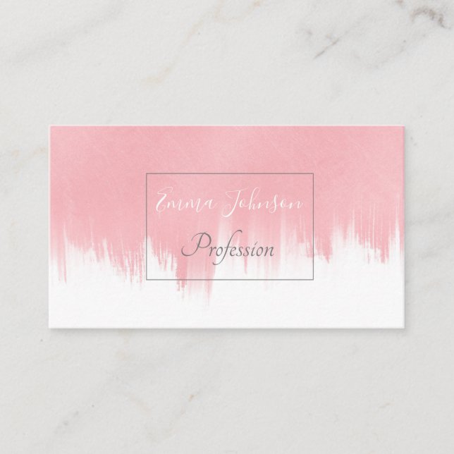 Carte De Visite Modern Pink Brush strokes white Design (Devant)