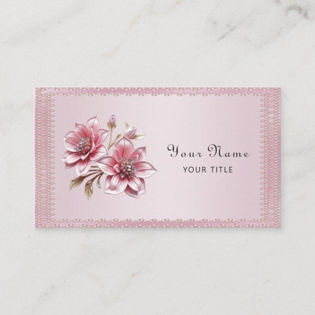 Carte De Visite Modern Pink Flowers Business Card (Devant)