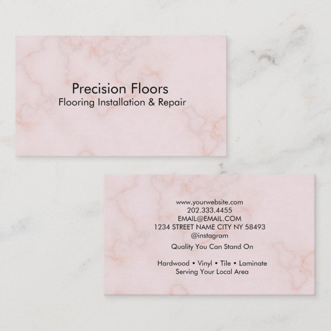 Carte De Visite Modern Pink Marble Flooring Installation (Devant / Derrière)