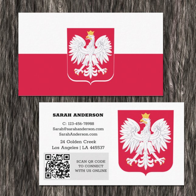 Carte De Visite Modern Poland, Business Card, Polish Flag /QR Code (Créateur téléchargé)