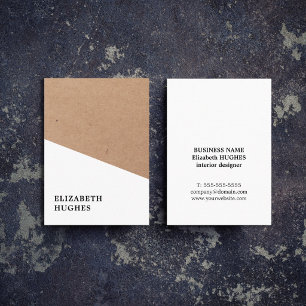 Carte De Visite Modern Printed Kraft Paper White Geometric