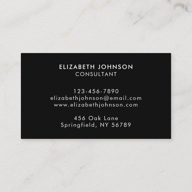 Carte De Visite Modern Professional Black & White Company Logo (Dos)