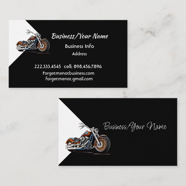 Carte De Visite Modern Professional Classic Motorcycle  (Devant / Derrière)
