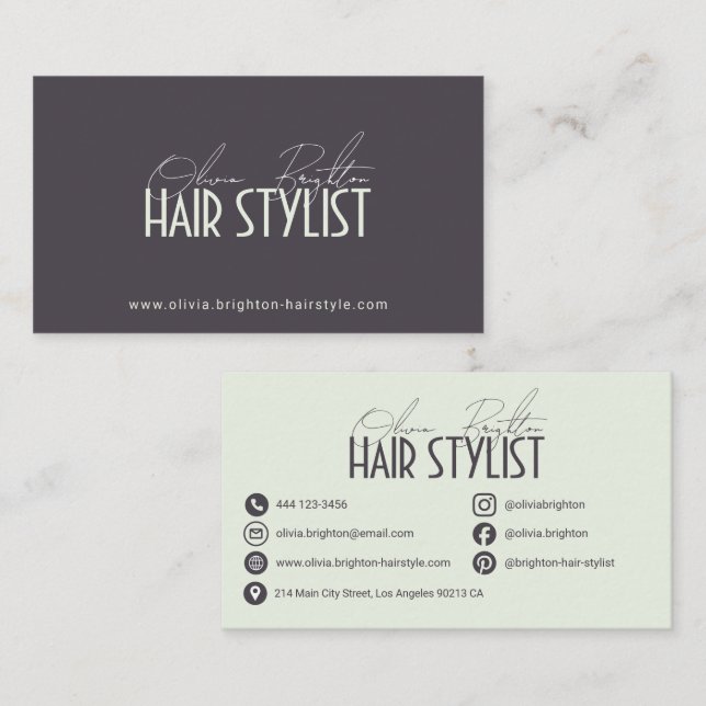 Carte De Visite Modern Professional Hair Stylist High-end (Devant / Derrière)