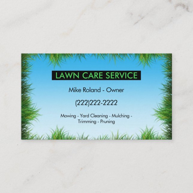Carte De Visite Modern Professional Lawn Care Gardener Services (Devant)
