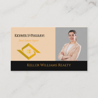Carte De Visite Modern Real Estate Black and gold custom logo 