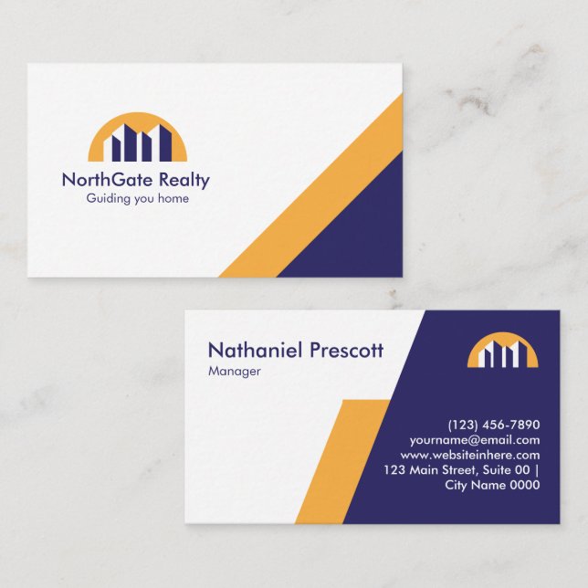Carte De Visite Modern Real Estate Bold Professionnel NorthGate (Devant / Derrière)