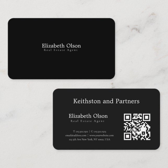 Carte De Visite Modern Realtor Promotional simple qr code style (Devant / Derrière)