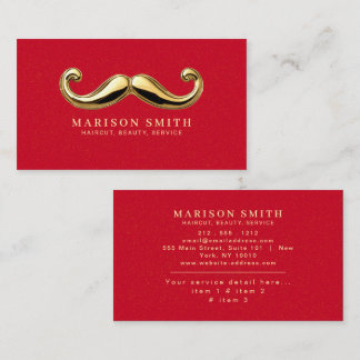Carte De Visite Modern Red & Gold Hair Stylist