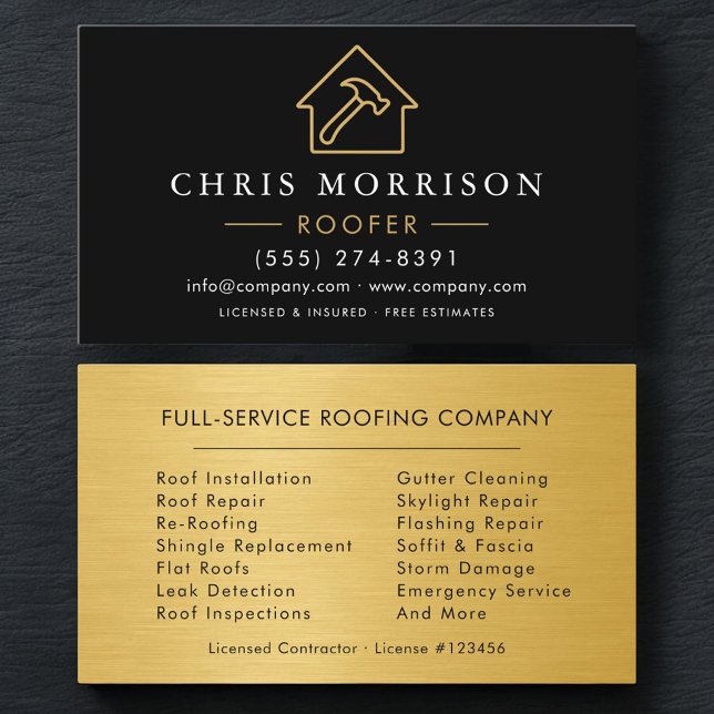 Carte De Visite Modern Roofing Professional Roofer (Créateur téléchargé)