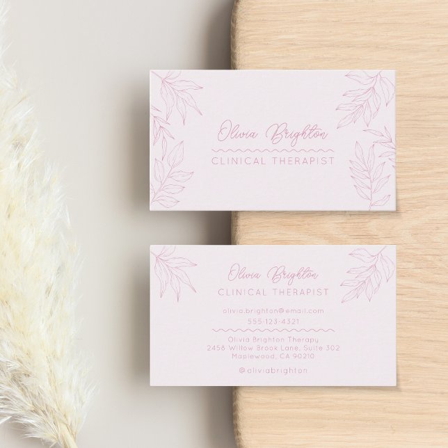 Carte De Visite Modern Script Pale Blush Pink Therapist (Créateur téléchargé)
