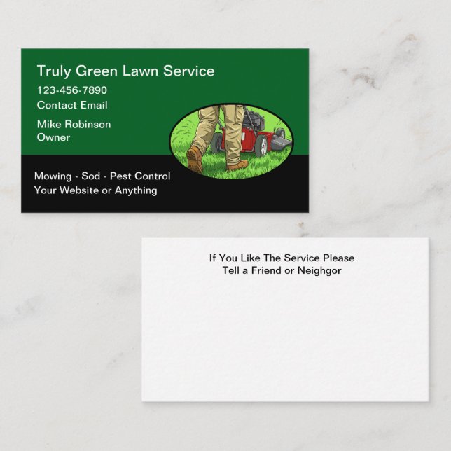 Carte De Visite Modern Simple Lawn Service Business Cards (Devant / Derrière)