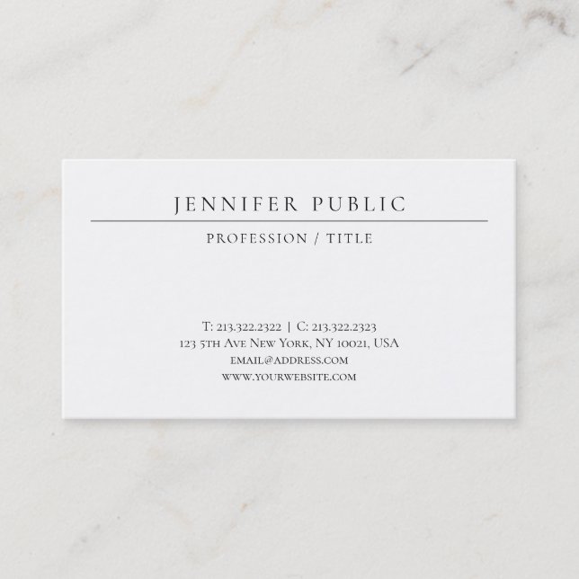 Carte De Visite Modern Simple Template Elegant Luxury Paper (Devant)