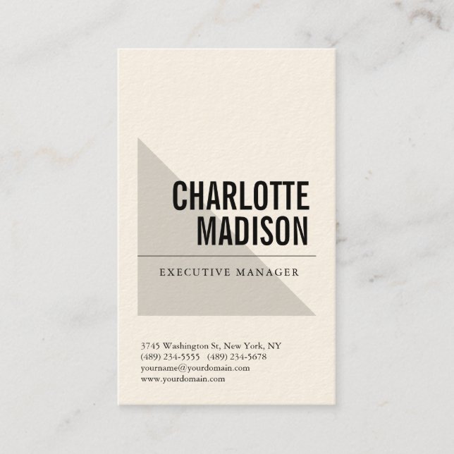 Carte De Visite Modern Simple Trendy Minimalist Plain Cream (Devant)