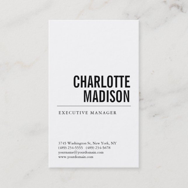 Carte De Visite Modern Simple White Trendy Minimalist Plain  (Devant)